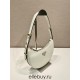 Black Prada Arqué Arque  Leather Shoulder Bag Moon bag 22.5cm  White   Lambskin   1BC194  double  shoulder belt  22.5x18.5x6.5cm