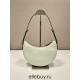 Black Prada Arqué Arque  Leather Shoulder Bag Moon bag 22.5cm  White   Lambskin   1BC194  double  shoulder belt  22.5x18.5x6.5cm