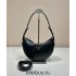 Black Prada Arqué Arque  Leather Shoulder Bag Moon bag 22.5cm  Black   Lambskin   1BC194  double  shoulder belt  22.5x18.5x6.5cm