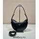 Black Prada Arqué Arque  Leather Shoulder Bag Moon bag 22.5cm  Black   Lambskin   1BC194  double  shoulder belt  22.5x18.5x6.5cm