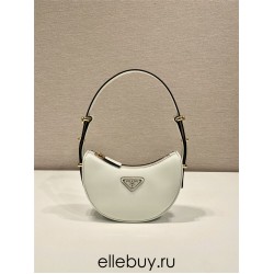 Prada Arqué Arque  Leather Mini Shoulder Bag Moon bag  18cm  White   Lambskin   1BC199  18x16x5cm