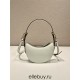 Prada Arqué Arque  Leather Mini Shoulder Bag Moon bag  18cm  White   Lambskin   1BC199  18x16x5cm