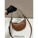 Prada Arqué Arque  Leather Mini Shoulder Bag Moon bag  18cm  brown   Lambskin   1BC199  18x16x5cm