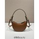 Prada Arqué Arque  Leather Mini Shoulder Bag Moon bag  18cm  brown   Lambskin   1BC199  18x16x5cm