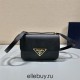 Black Prada Emblème Saffiano Shoulder Bag 1BD320    leather   22x16x6cm