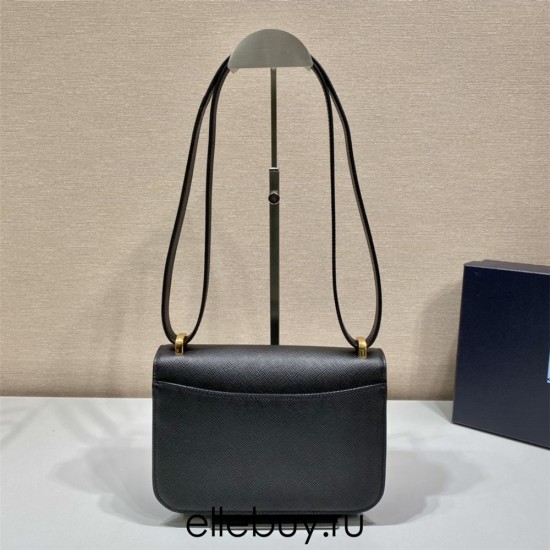 Black Prada Emblème Saffiano Shoulder Bag 1BD320    leather   22x16x6cm