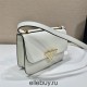 White Prada Emblème Saffiano Shoulder Bag 1BD320    leather   22x16x6cm