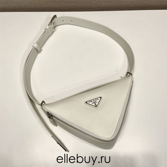 Saffiano Leather Belt Bag  triangular bag   White 25  2VL039  calfskin   25x14x9cm   belt size ：138cm