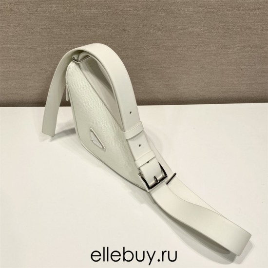 Saffiano Leather Belt Bag  triangular bag   White 25  2VL039  calfskin   25x14x9cm   belt size ：138cm