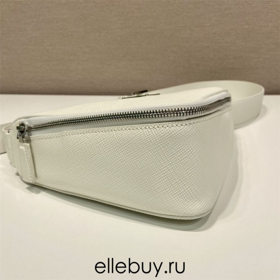 Saffiano Leather Belt Bag  triangular bag   White 25  2VL039  calfskin   25x14x9cm   belt size ：138cm