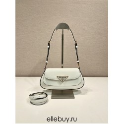 Cleo Brushed Leather Shoulder Bag  White  24  1BD345  leather  24x11x4cm