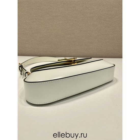 Cleo Brushed Leather Shoulder Bag  White  24  1BD345  leather  24x11x4cm