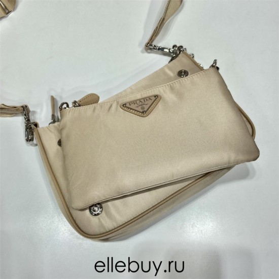 Re-nylon Shoulder Bag Hobo  double  1BH168/ with small bag   light  yellow 23 Nylon  23x16x5.5cm 