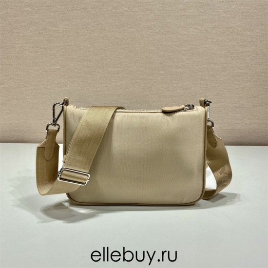 Re-nylon Shoulder Bag Hobo  double  1BH168/ with small bag   light  yellow 23 Nylon  23x16x5.5cm 