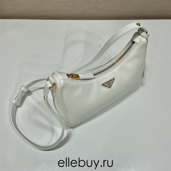 Prada Re-edition Saffiano Leather Mini-bag Hobo 1BC204B  leather   White   23x17x6.5cm