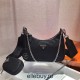 Prada Re-edition 2005 Re-nylon Bag Hobo  black   three bag 1BH204  gold hardware  Hobo  leather  23x17x6.5cm