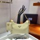 Prada Re-edition 2005 Re-nylon Bag Hobo  light yellow   three bag 1BH204  gold hardware ， Hobo  leather  23x17x6.5cm