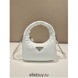 Prada Soft Padded Nappa Leather Mini-bag Hobo  Lambskin   White  three bags Mini21 1BA384  21x12.5x6.5cm