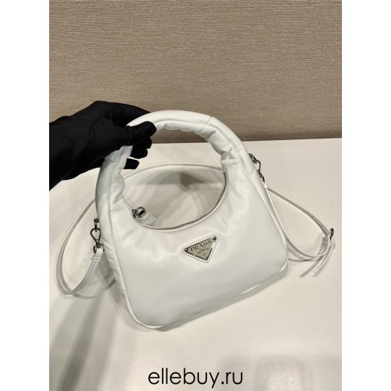 Prada Soft Padded Nappa Leather Mini-bag Hobo  Lambskin   White  three bags Mini21 1BA384  21x12.5x6.5cm