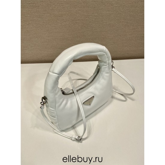 Prada Soft Padded Nappa Leather Mini-bag Hobo  Lambskin   White  three bags Mini21 1BA384  21x12.5x6.5cm