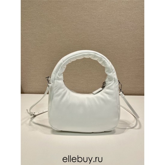 Prada Soft Padded Nappa Leather Mini-bag Hobo  Lambskin   White  three bags Mini21 1BA384  21x12.5x6.5cm