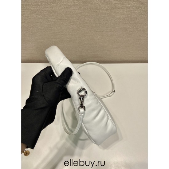 Prada Soft Padded Nappa Leather Mini-bag Hobo  Lambskin   White  three bags Mini21 1BA384  21x12.5x6.5cm