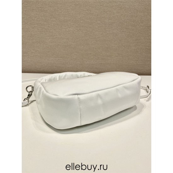 Prada Soft Padded Nappa Leather Mini-bag Hobo  Lambskin   White  three bags Mini21 1BA384  21x12.5x6.5cm