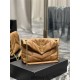 Yves Saint Laurent YSL Loulou Medium 29 Puffer Sheepskin Bag Brown Gold Hardware Model: 577476 Size: 29x17x11cm