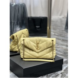 Yves Saint Laurent YSL Loulou Medium 29 Puffer Sheepskin Bag Yellow Gold Hardware Model: 577476 Size: 29x17x11cm