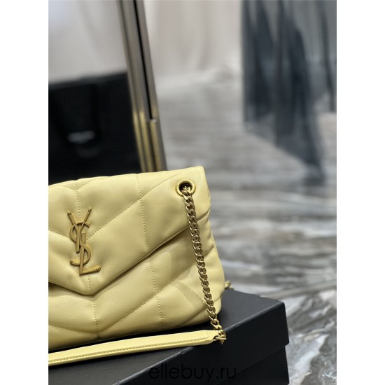 Yves Saint Laurent YSL Loulou Medium 29 Puffer Sheepskin Bag Yellow Gold Hardware Model: 577476 Size: 29x17x11cm