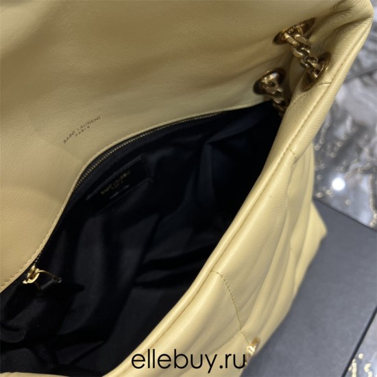 Yves Saint Laurent YSL Loulou Medium 29 Puffer Sheepskin Bag Yellow Gold Hardware Model: 577476 Size: 29x17x11cm