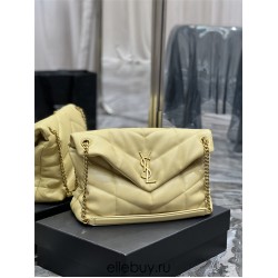 Yves Saint Laurent YSL Loulou Large 35 Puffer Sheepskin Bag Yellow Gold Hardware Model: 577475-1 Size: 35x23x13.5cm