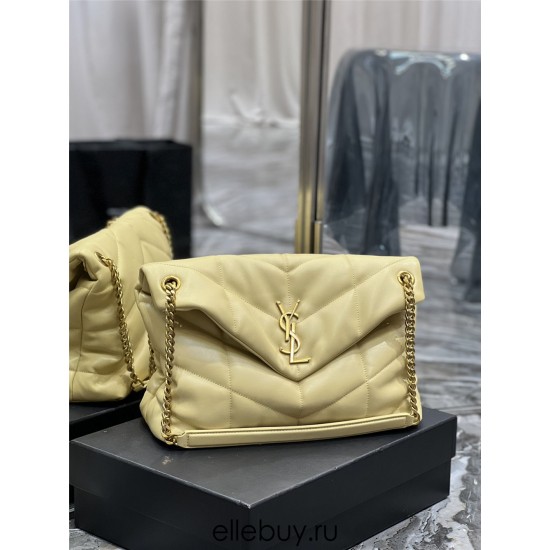 Yves Saint Laurent YSL Loulou Large 35 Puffer Sheepskin Bag Yellow Gold Hardware Model: 577475-1 Size: 35x23x13.5cm