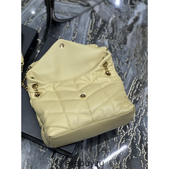 Yves Saint Laurent YSL Loulou Large 35 Puffer Sheepskin Bag Yellow Gold Hardware Model: 577475-1 Size: 35x23x13.5cm