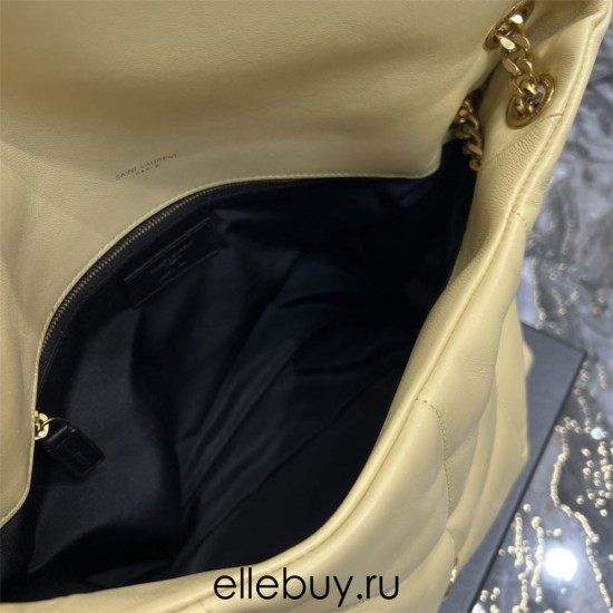 Yves Saint Laurent YSL Loulou Large 35 Puffer Sheepskin Bag Yellow Gold Hardware Model: 577475-1 Size: 35x23x13.5cm