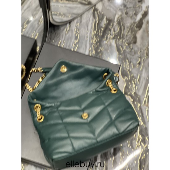 Yves Saint Laurent YSL Loulou Medium 29 Puffer Sheepskin Bag Green Gold Hardware Model: 577476 Size: 29x17x11cm