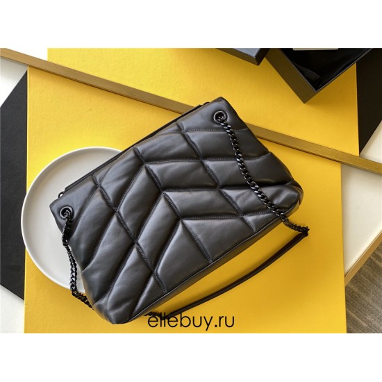 Yves Saint Laurent YSL Loulou Large 35 Puffer Sheepskin Bag Black Black Hardware Model: 577475-1 Size: 35x23x13.5cm