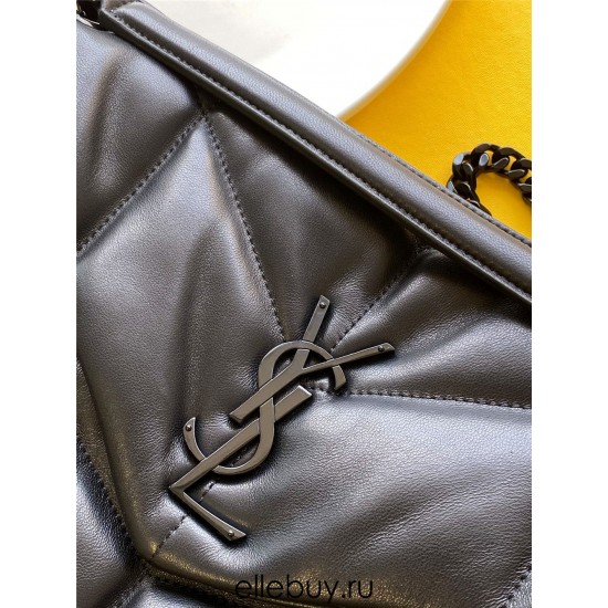 Yves Saint Laurent YSL Loulou Large 35 Puffer Sheepskin Bag Black Black Hardware Model: 577475-1 Size: 35x23x13.5cm