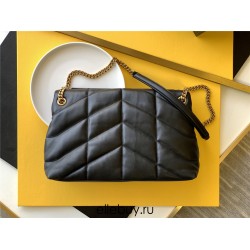 Yves Saint Laurent YSL Loulou Large 35 Puffer Sheepskin Bag Black Gold Hardware Model: 577475-1 Size: 35x23x13.5cm