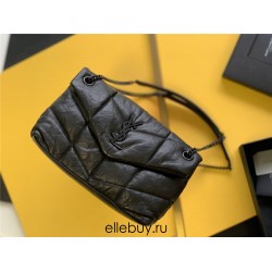 Yves Saint Laurent YSL Loulou Medium 29 Puffer Sheepskin Bag Black Black Hardware Model: 577476 Size: 29x17x11cm