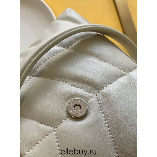 Yves Saint Laurent YSL Loulou Small 23 Puffer Sheepskin Bag White Silver Hardware Model: 620333 Size: 23×15.5×8.5cm