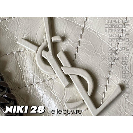 Yves Saint Laurent YSL Niki Large 28 Calfskin Bag Off-White Model: 633158 Size: 28x20.5x8.5cm