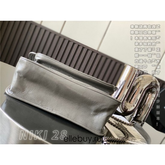 Yves Saint Laurent YSL Niki Large 28 Calfskin Bag Dark Grey Model: 633158 Size: 28x20.5x8.5cm