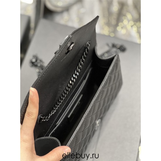 Yves Saint Laurent YSL Envelope Small 21 Black Black Hardware Grained Leather Model: 526286 Size: 21x13x6cm