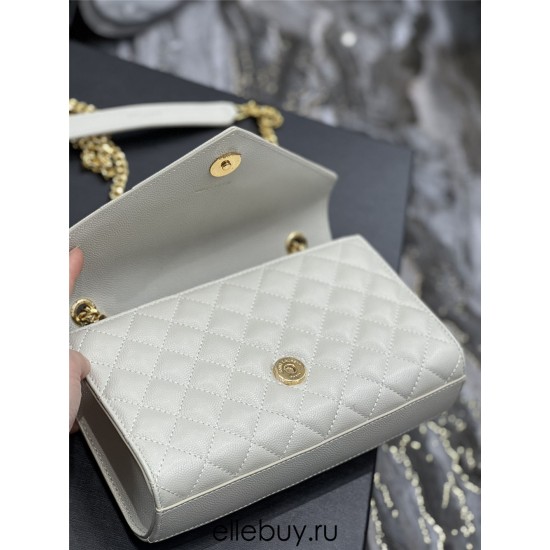 Yves Saint Laurent YSL Envelope Small 21 White Gold Hardware Grained Leather Model: 526286 Size: 21x13x6cm