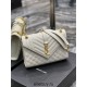 Yves Saint Laurent YSL Envelope Medium 24 White Gold Hardware Grained Leather Model: 487206 Size: 24x17.5x6cm