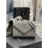 Yves Saint Laurent YSL Envelope Medium 24 Grey Silver Hardware Grained Leather Model: 487206 Size: 24x17.5x6cm