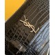 Yves Saint Laurent YSL Sunset Crocodile Leather Medium 22 Black Silver Hardware Model: 442906 Size: 22×16×8cm