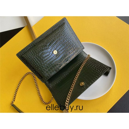 Yves Saint Laurent YSL Sunset Crocodile Leather Medium 22 Black Gold Hardware Model: 442906 Size: 22×16×8cm