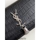 Yves Saint Laurent YSL Kate Crocodile Embossed Medium 24 Black Silver Hardware Model: 326078 Crocodile Embossed Size: 24x14.5x5.5cm